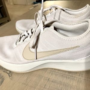 Off White + Tan Nike Fabric Shoes